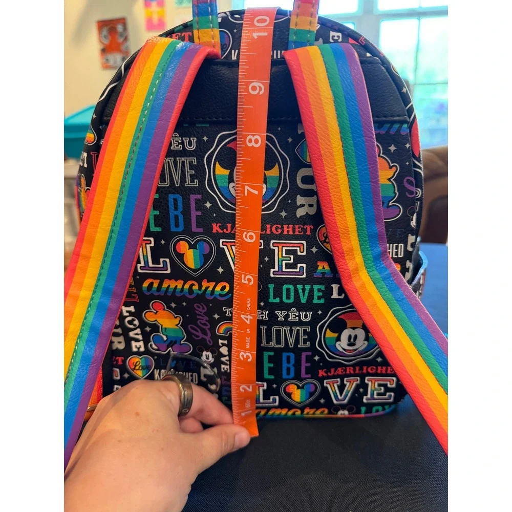 Disney Parks Loungefly Pride Mickey Mouse Love Rainbow Mini Backpack Black Bag